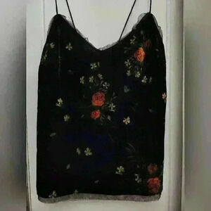 Zara Basic Velvet Tank Top | Floral Camisole
